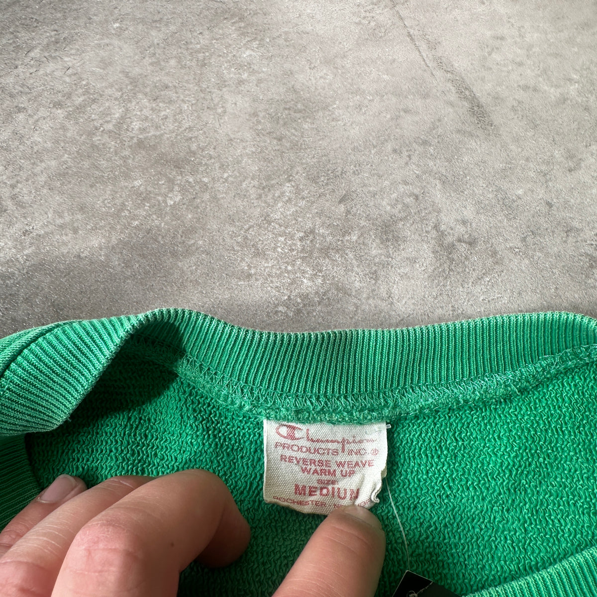 Champion Bright Green Small Chest Logo Crewneck M
