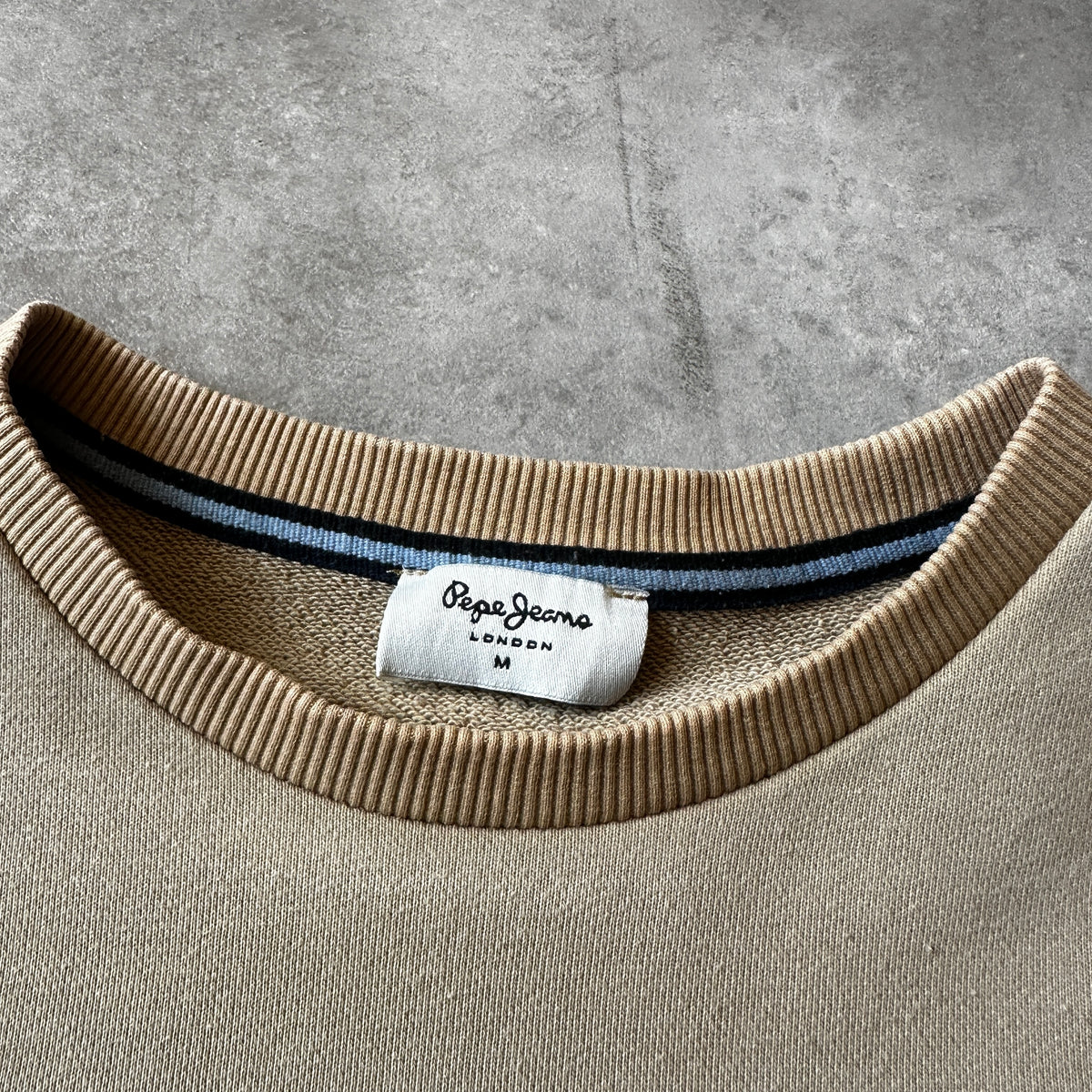 Pepe Jeans Beige Script Logo Crewneck Sweatshirt M