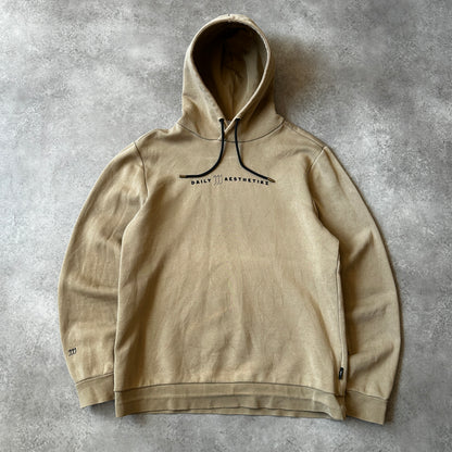 Daily Aesthetikz Beige Embroidered Chest Logo Hoodie L