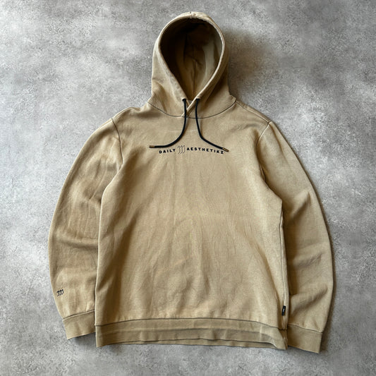 Daily Aesthetikz Beige Embroidered Chest Logo Hoodie L