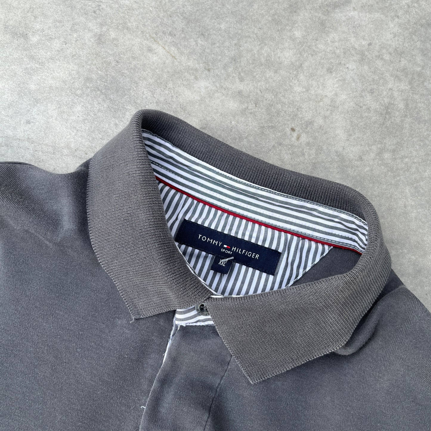 Tommy Hilfiger Dark Grey Long Sleeve Polo Shirt XXL