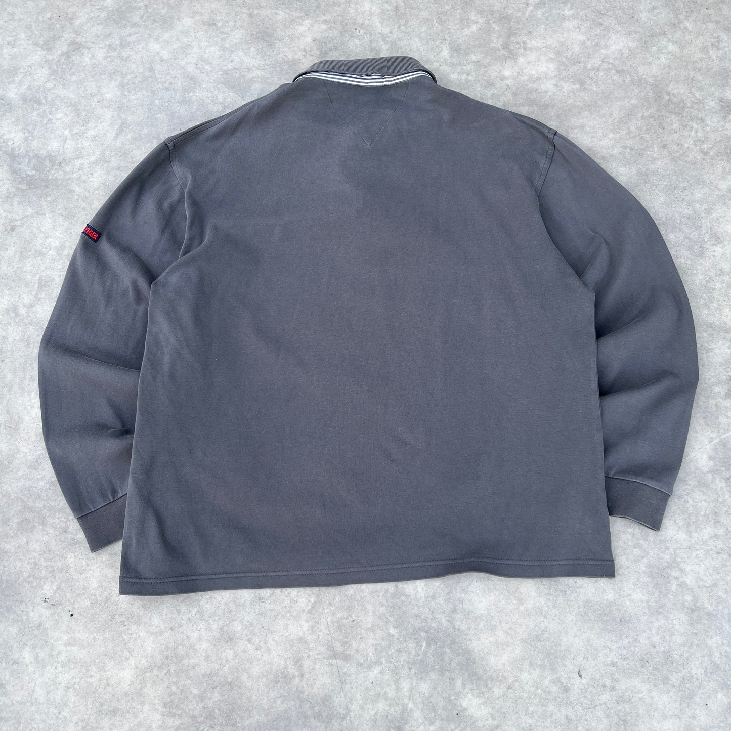 Tommy Hilfiger Dark Grey Long Sleeve Polo Shirt XXL
