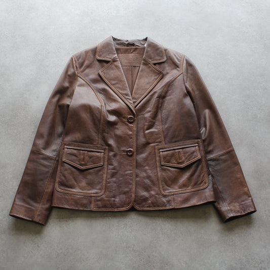 Genuine Leather Blazer - Brown (Woman-L)