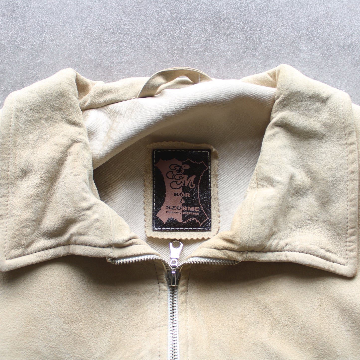 Hungarian Made Suede Leather Jacket – Beige (Man-XL)