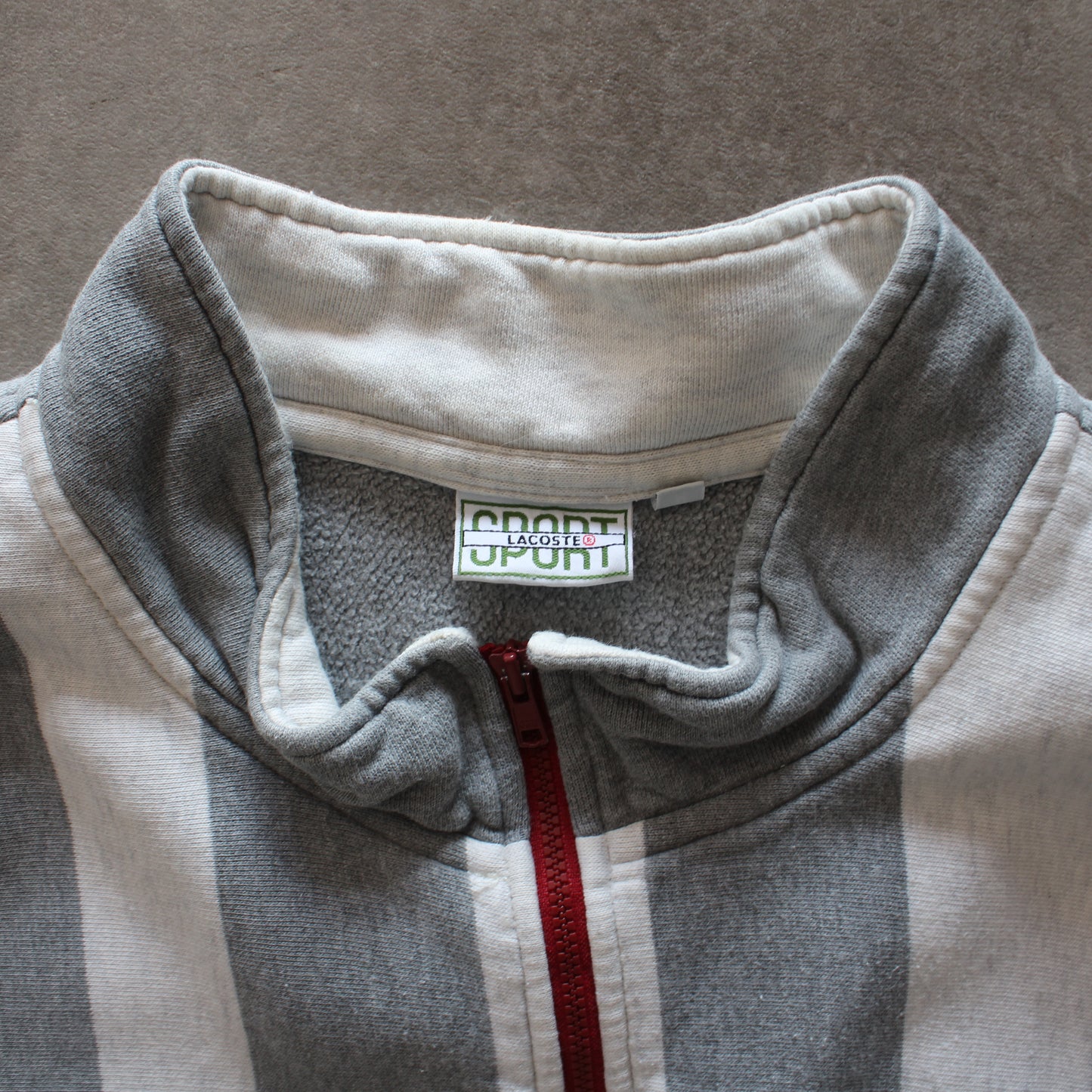 Lacoste Vintage Quarter Zip – Grey/White (Man-XXL)