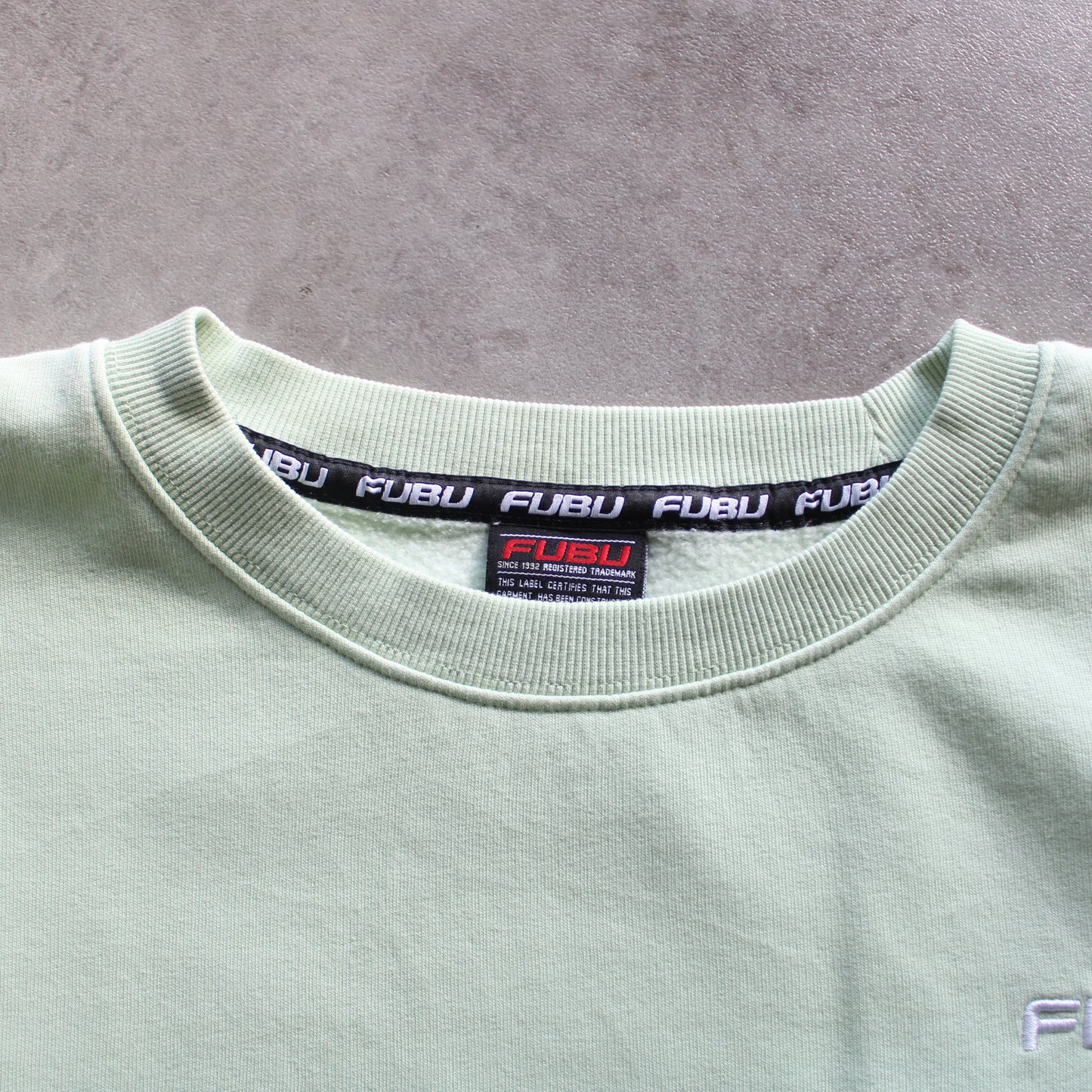 FUBU Embroidered Crewneck – Light Green (Man-L, Flawed)