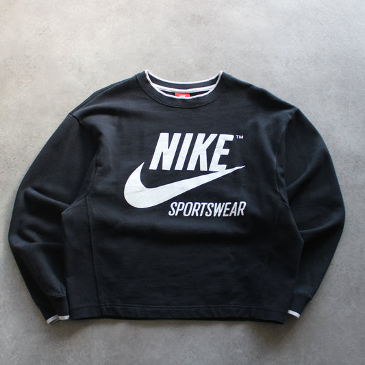 Nike Printed Oversized Crewneck – Black (Man-XS)