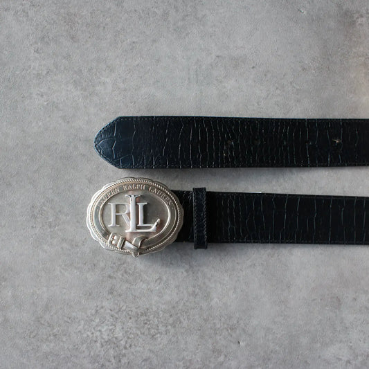 Ralph Lauren Leather Belt with RL Buckle – Black (Man-105cm)
