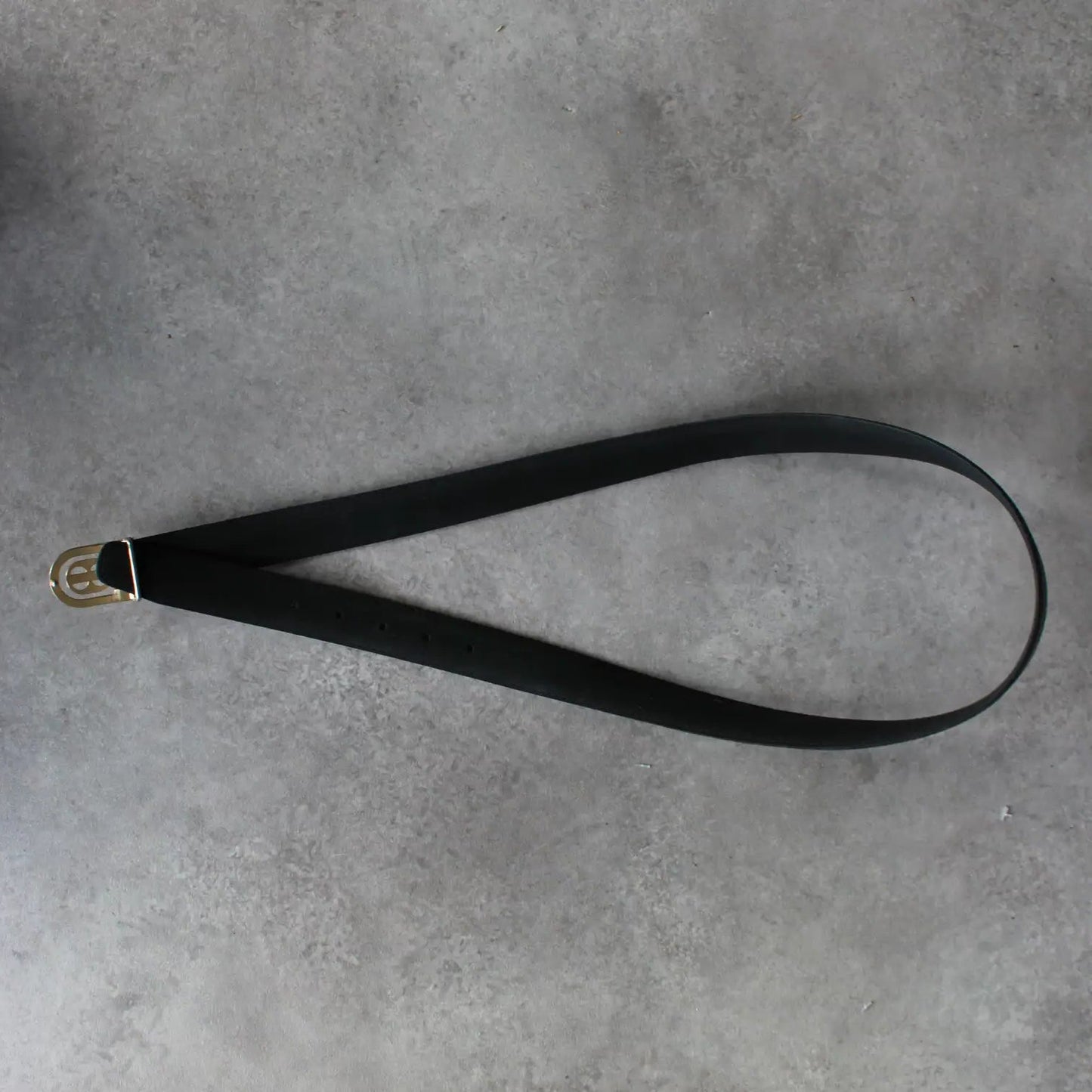 Vintage Double-Circle Logo Leather Belt – Black (Man-115cm)