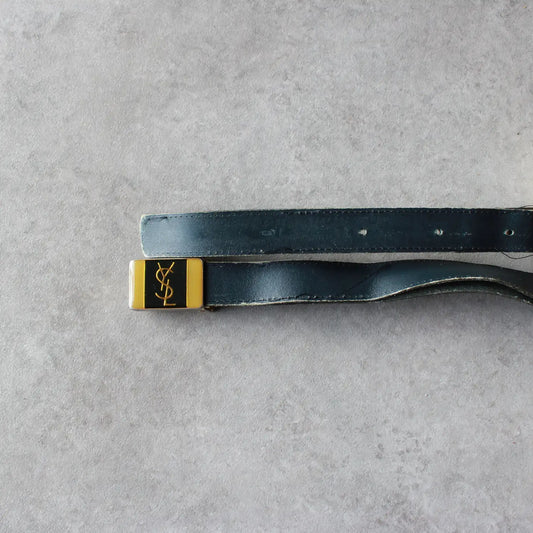 Yves Saint Laurent Leather Belt – Black/Gold (Man-115cm)