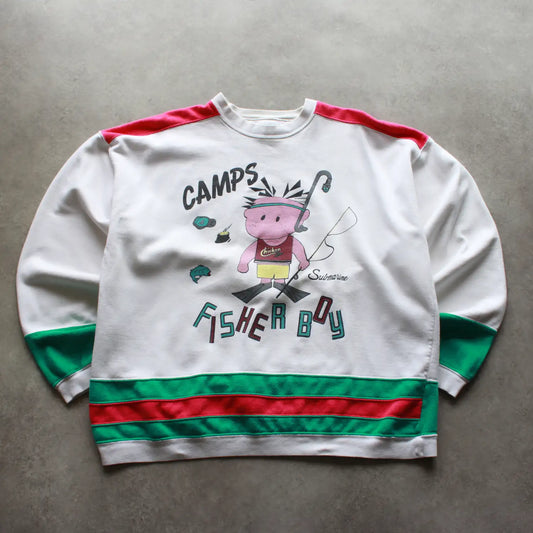 Camps Fisher Boy Printed Crewneck – White/Green/Red (Man-L)