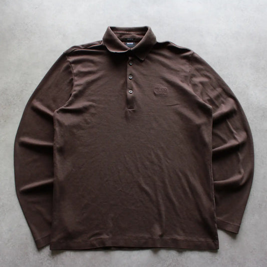 Hugo Boss Long Sleeve Polo Shirt – Brown (Man-S)