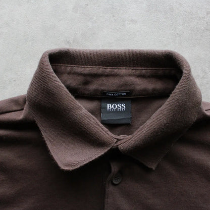 Hugo Boss Long Sleeve Polo Shirt – Brown (Man-S)