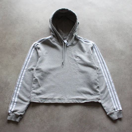 Adidas 3-Stripes Cropped Hoodie – Grey (Woman-M)