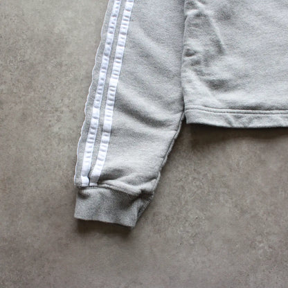 Adidas 3-Stripes Cropped Hoodie – Grey (Woman-M)