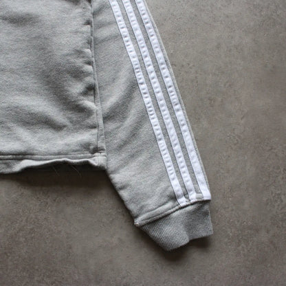 Adidas 3-Stripes Cropped Hoodie – Grey (Woman-M)