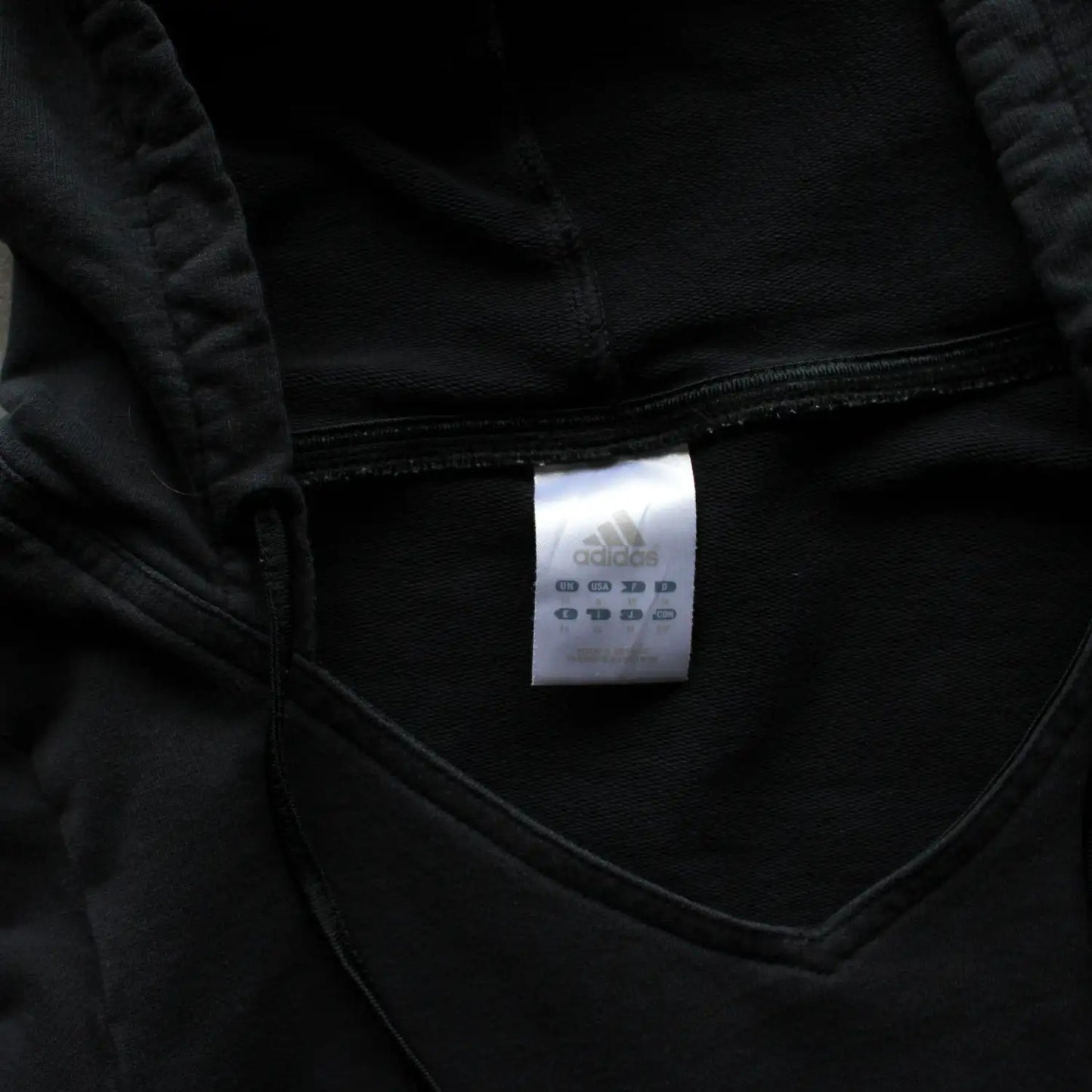 Adidas 3-Stripes V-Neck Cropped Hoodie – Black (Woman-M)