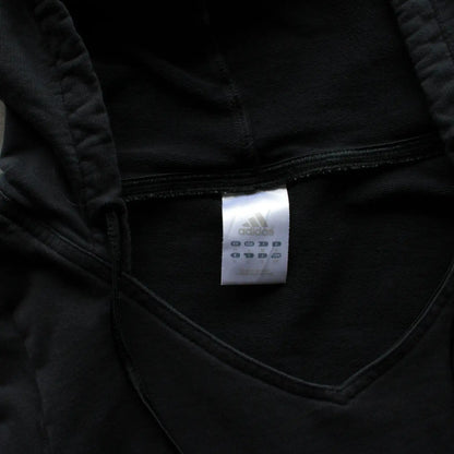 Adidas 3-Stripes V-Neck Cropped Hoodie – Black (Woman-M)