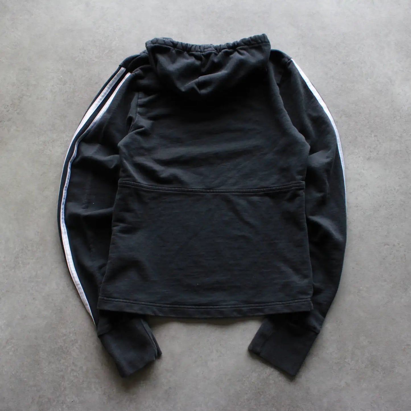 Adidas 3-Stripes V-Neck Cropped Hoodie – Black (Woman-M)