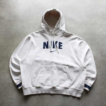 Nike Embroidered Logo Hoodie – White/Navy (Man-L)