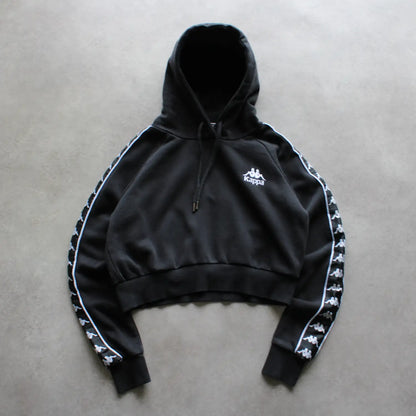 Kappa Cropped Logo Tape Hoodie – Black (Woman-M)