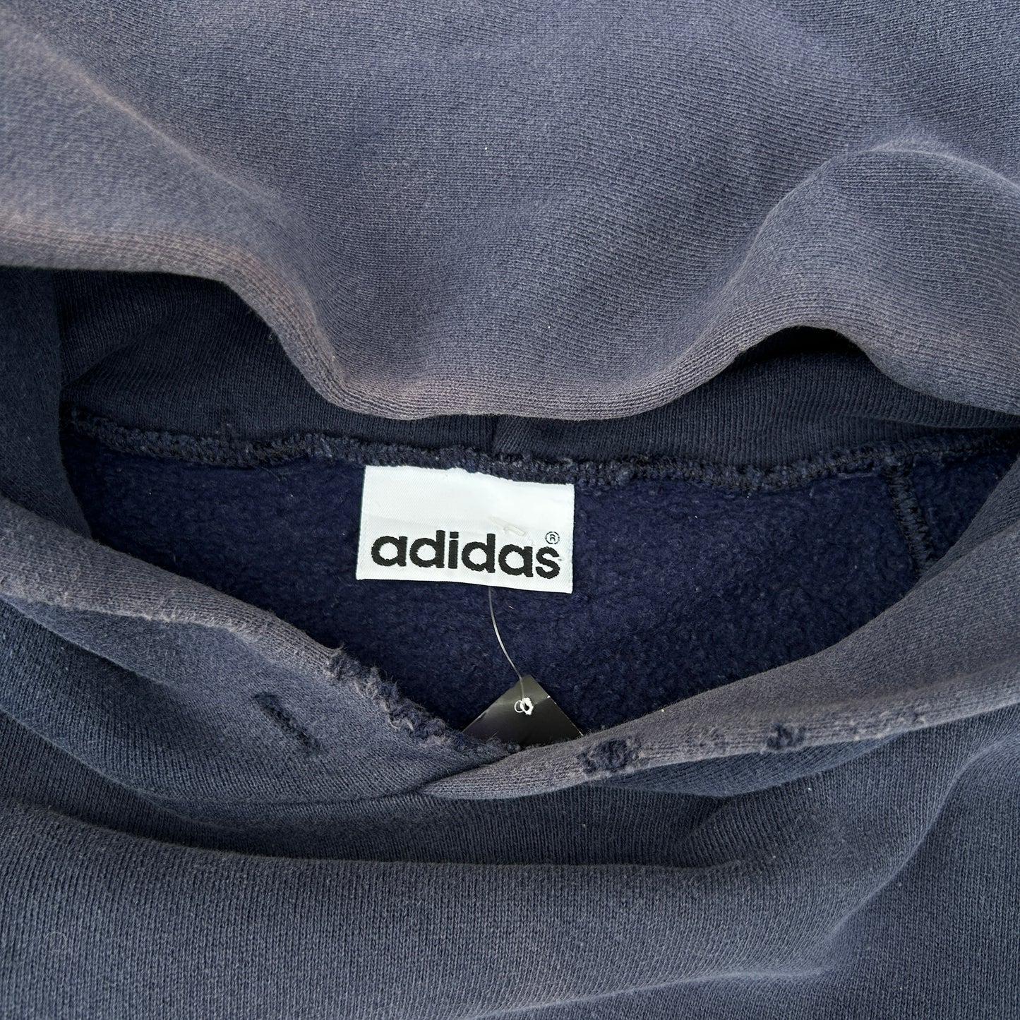 Vintage 90s Adidas Trefoil Distressed Hoodie Navy Blue