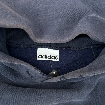 Vintage 90s Adidas Trefoil Distressed Hoodie Navy Blue