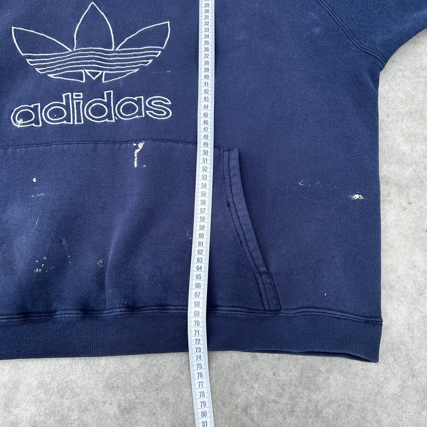 Vintage 90s Adidas Trefoil Distressed Hoodie Navy Blue