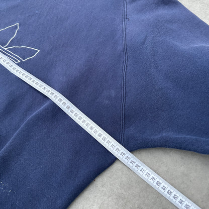 Vintage 90s Adidas Trefoil Distressed Hoodie Navy Blue