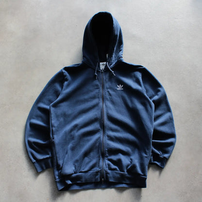 Adidas Trefoil Embroidered Zip-Up Hoodie – Navy (Man-L)