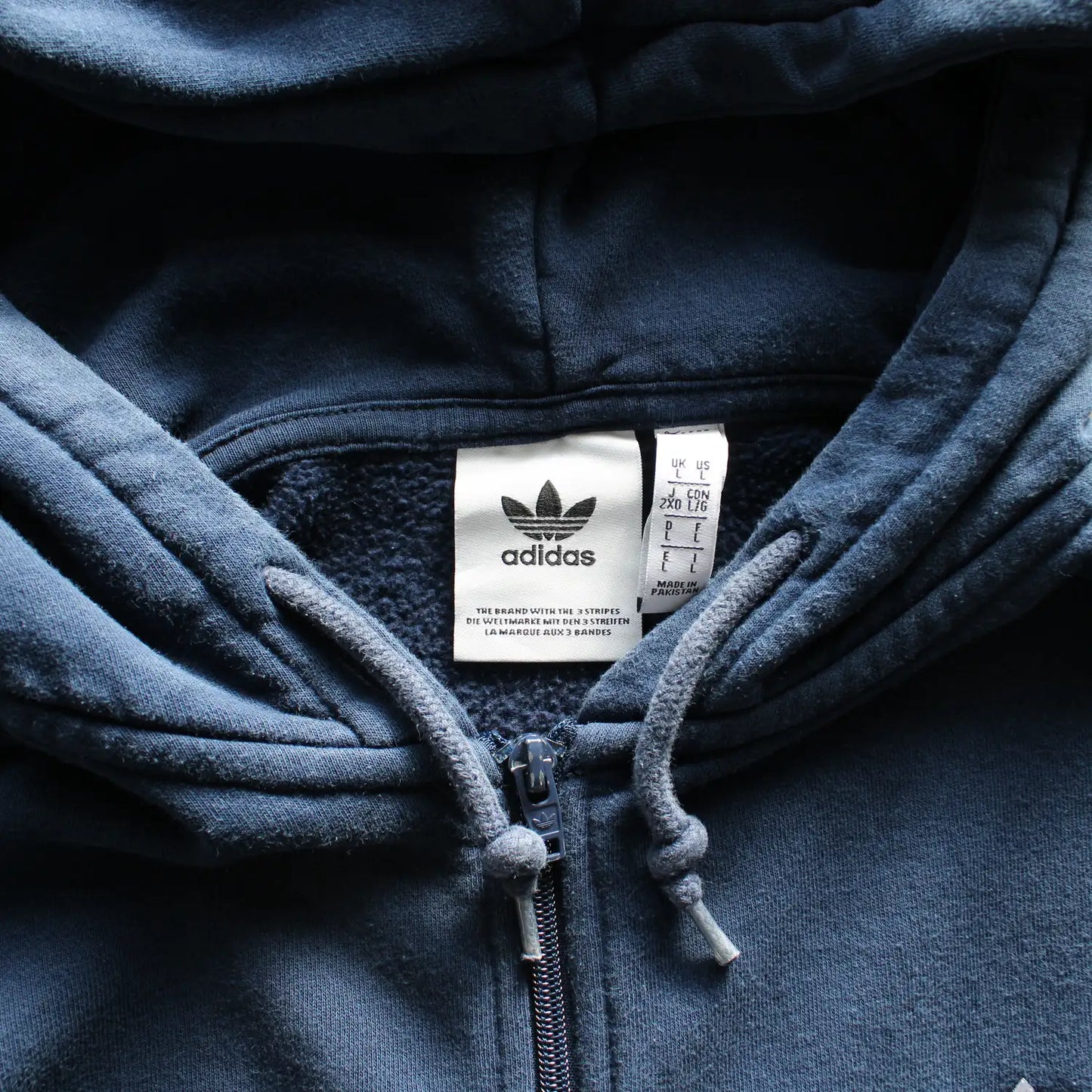 Adidas Trefoil Embroidered Zip-Up Hoodie – Navy (Man-L)