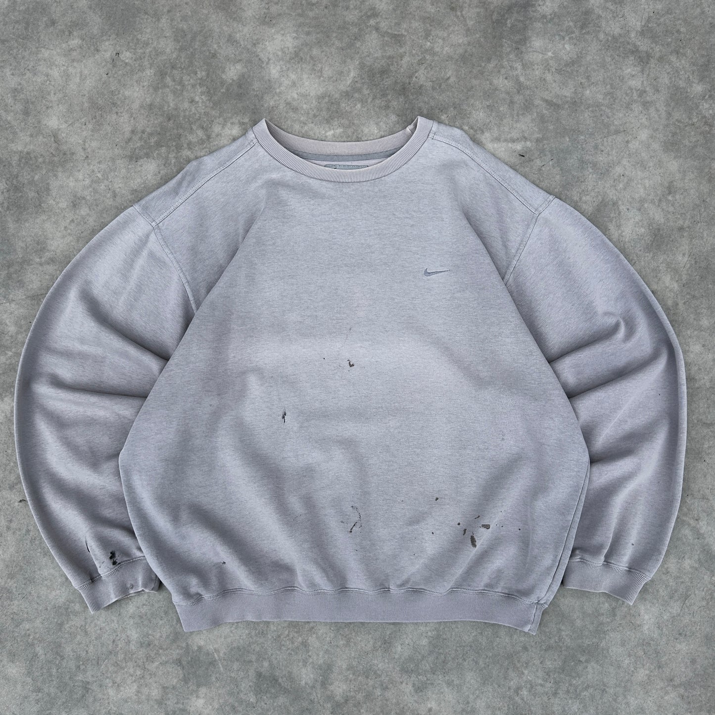 Y2K Nike Mini Swoosh Distressed Crewneck Sweatshirt L