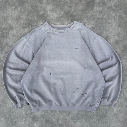 Y2K Nike Mini Swoosh Distressed Crewneck Sweatshirt L