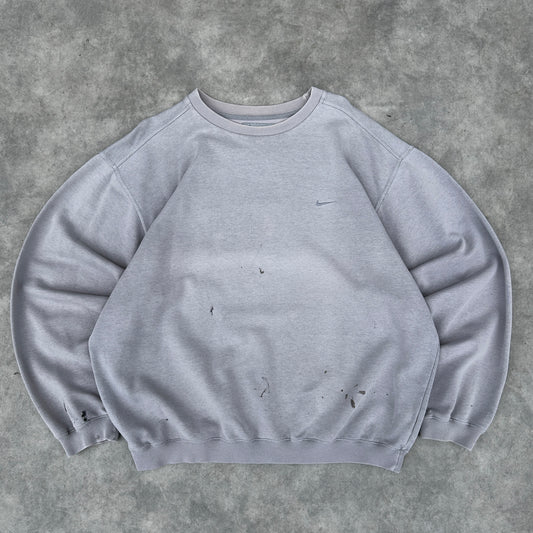 Y2K Nike Mini Swoosh Distressed Crewneck Sweatshirt L