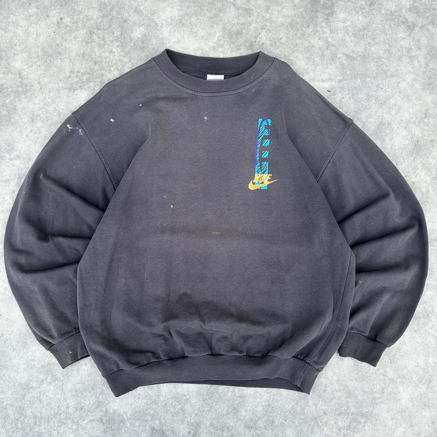 Y2K Nike Mini Swoosh Distressed Crewneck Sweatshirt L