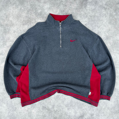 Vintage 90s Nike Quarter Zip Sweatshirt XXL Made in Singapore
