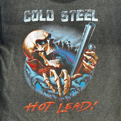 Vintage 1990 Cold Steel Hot Lead Skull T-Shirt