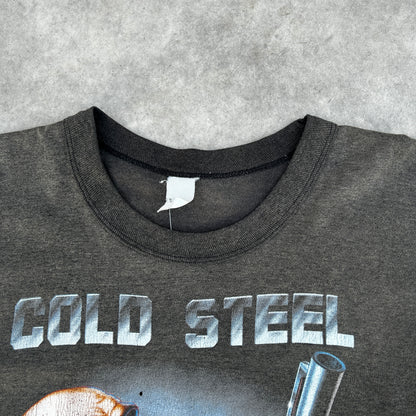 Vintage 1990 Cold Steel Hot Lead Skull T-Shirt