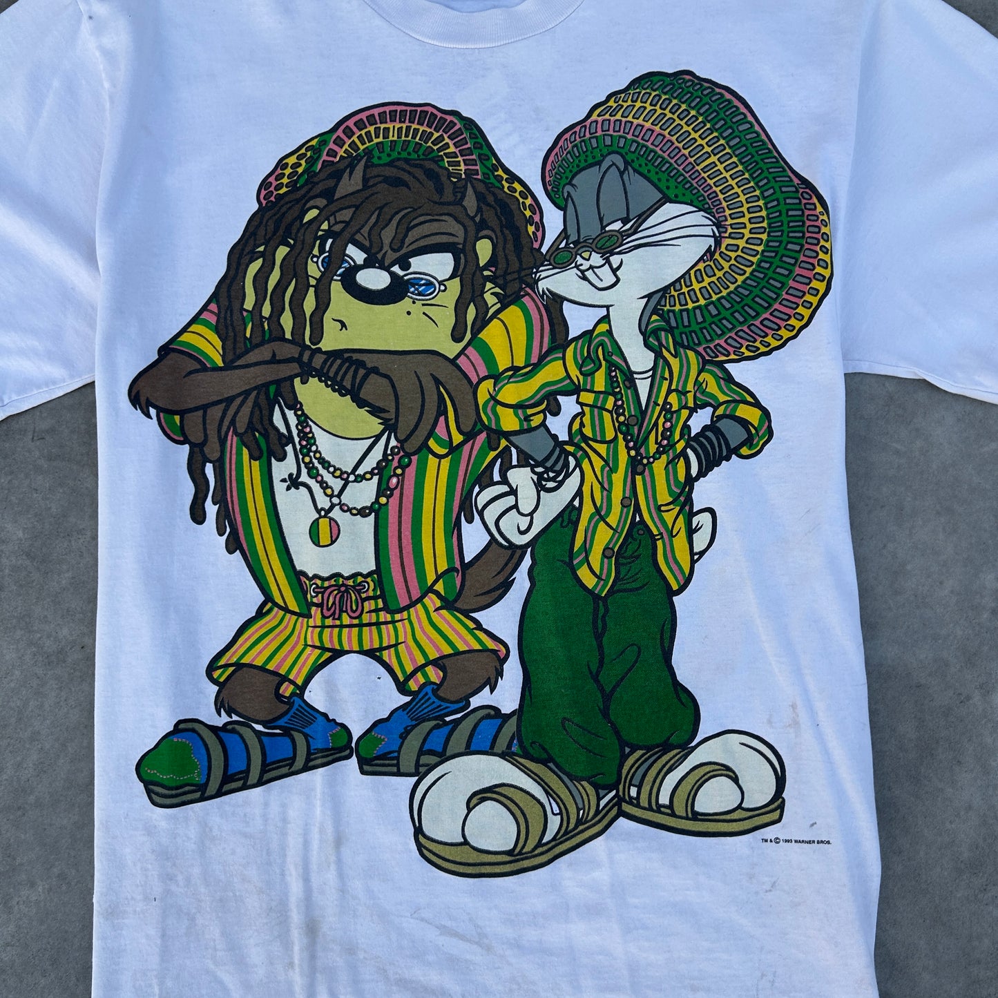 Vintage 1993 Looney Tunes Bugs Bunny Taz Rasta T-Shirt XL