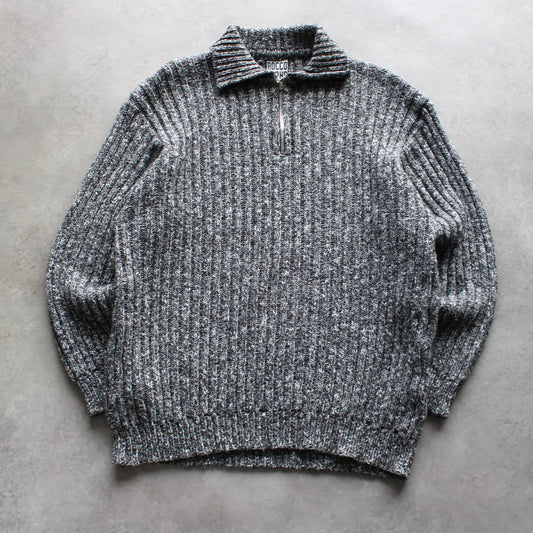 Rocco Jeans Knitted Quarter-Zip Sweater – Grey (Man-L)