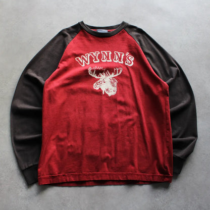 Marc O’Polo Moose Print Raglan Long Sleeve Tee – Red/Brown (Man-L)