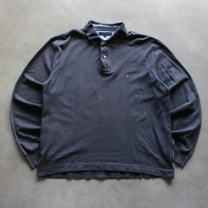 Tommy Hilfiger Long Sleeve Polo Shirt – Grey (Man-XL)