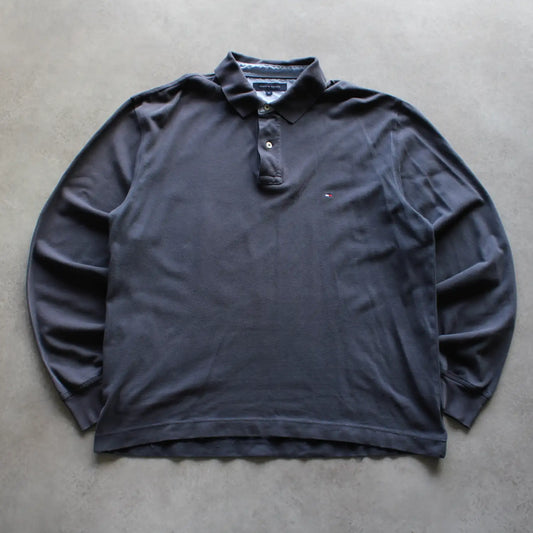 Tommy Hilfiger Long Sleeve Polo Shirt – Grey (Man-XL)