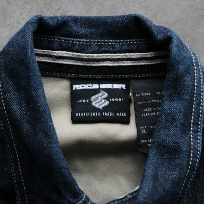 Rocawear Denim Button-Up Jacket – Dark Blue (Man-XL)