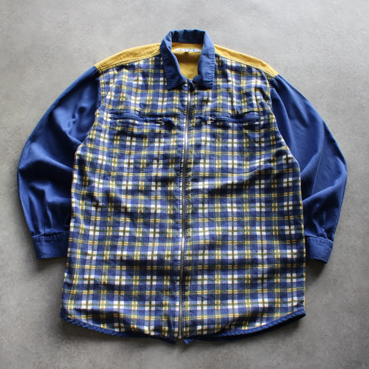 Fitt Zip-Up Checkered Shirt – Blue/Yellow (Man-M)