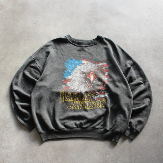 Harley Davidson Eagle Graphic Sweatshirt – Faded Black (Man-M)