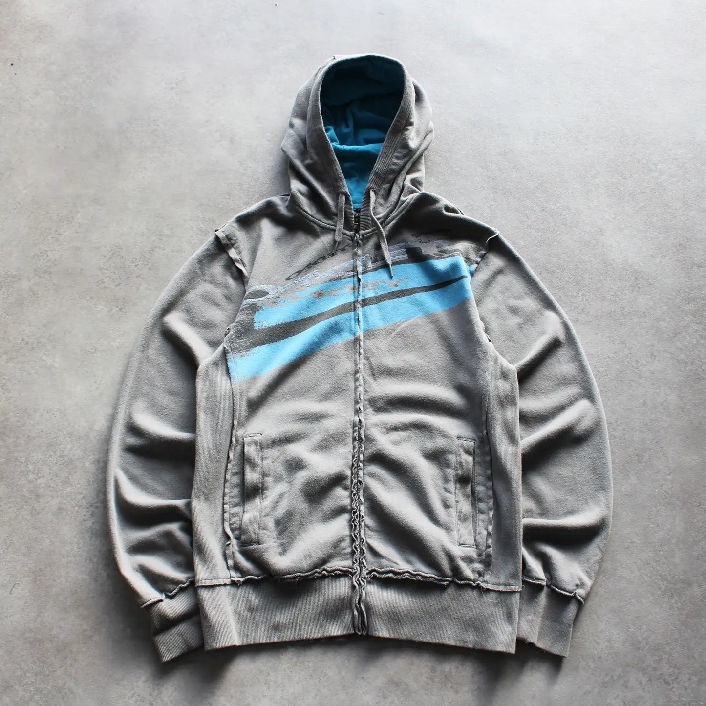 Oakley Zip-Up Hoodie – Grey/Blue (Man-M)