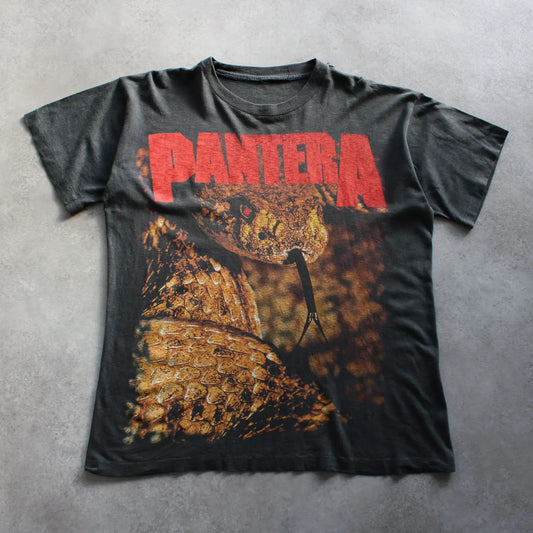 Vintage Pantera “Official Live: 101 Proof” Double-Sided Band T-Shirt – Black (Man-L, Faded & Flawed)