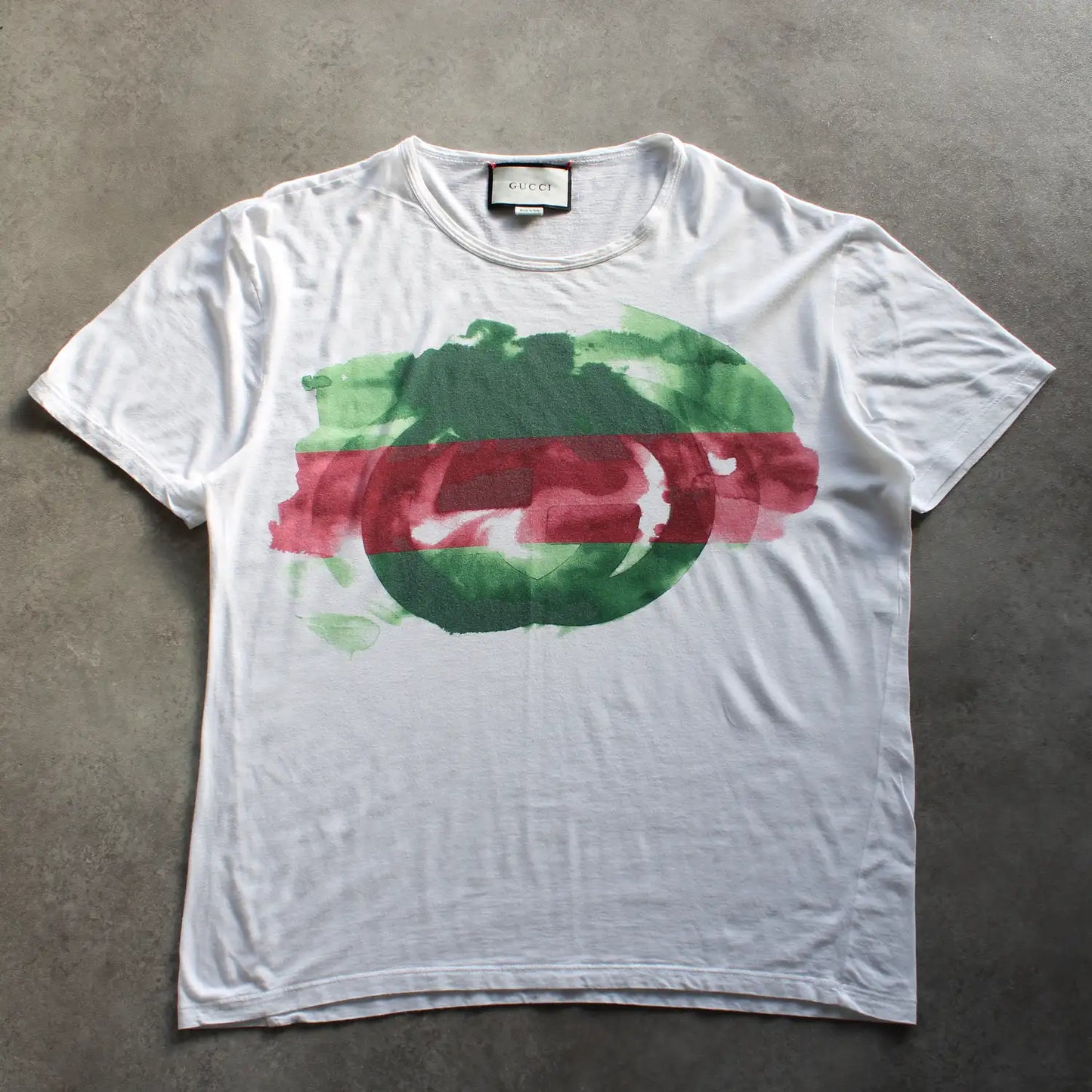 Gucci Watercolor Logo Printed T-Shirt – White (Man-L)
