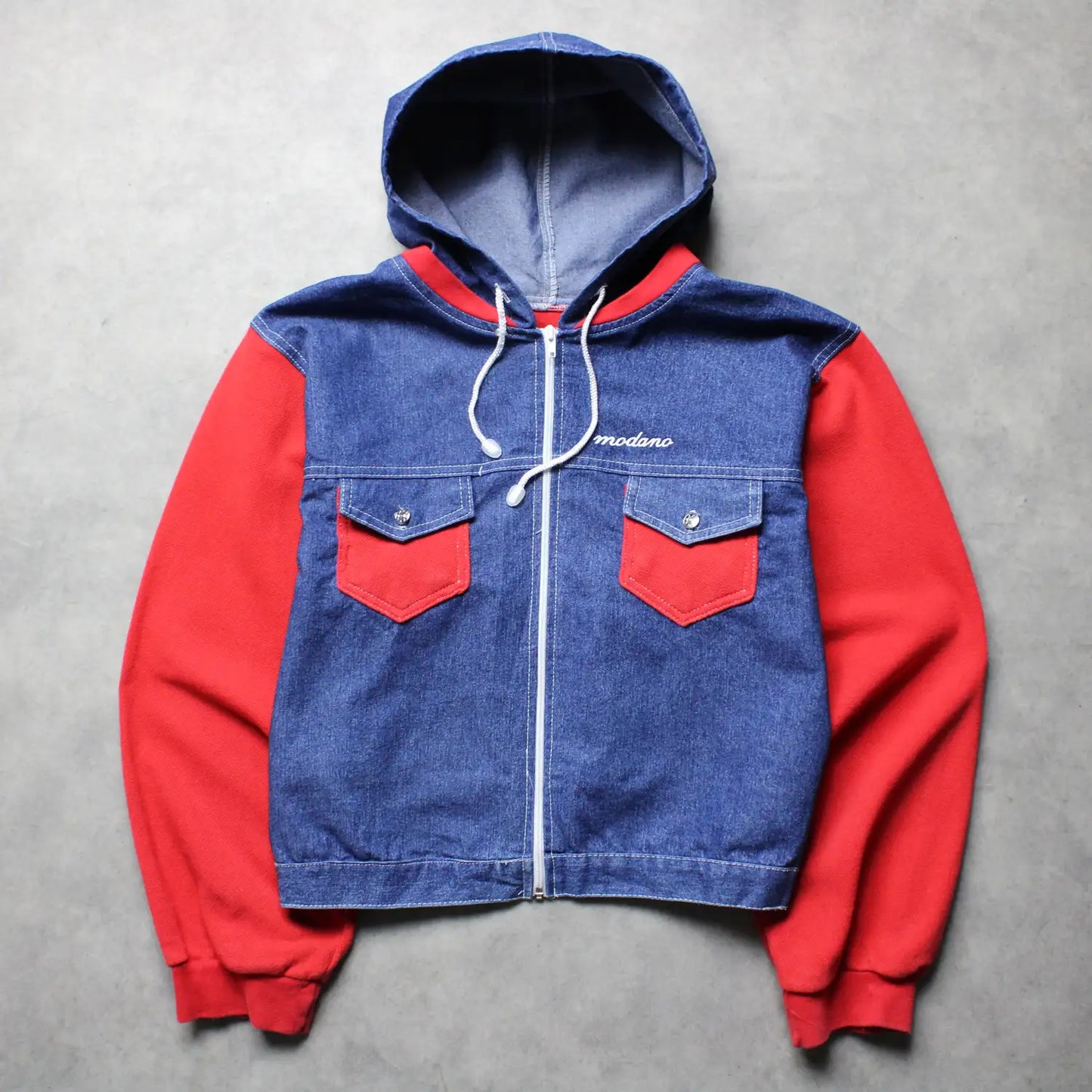Modano Denim Zip Hoodie – Blue/Red (Woman-XL)